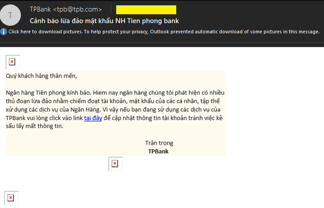 nội dung email lừa đảo