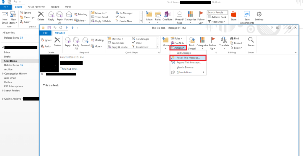 Thu hồi email đã gởi trong Outlook 2