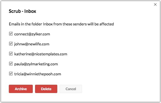 tính năng scrub zoho mail