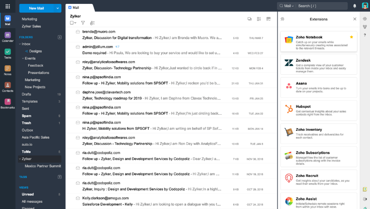 Tổng quan giao diện zoho mail