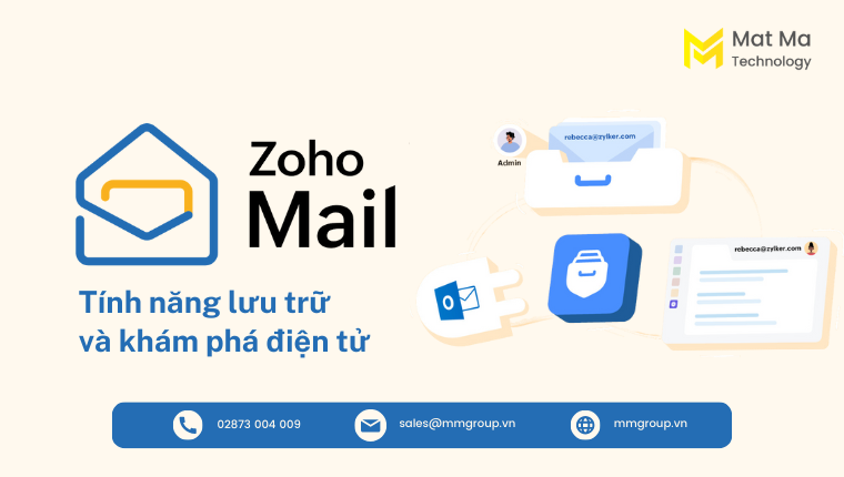 tính năng khám phá điện tử và lưu trữ Zoho Mail