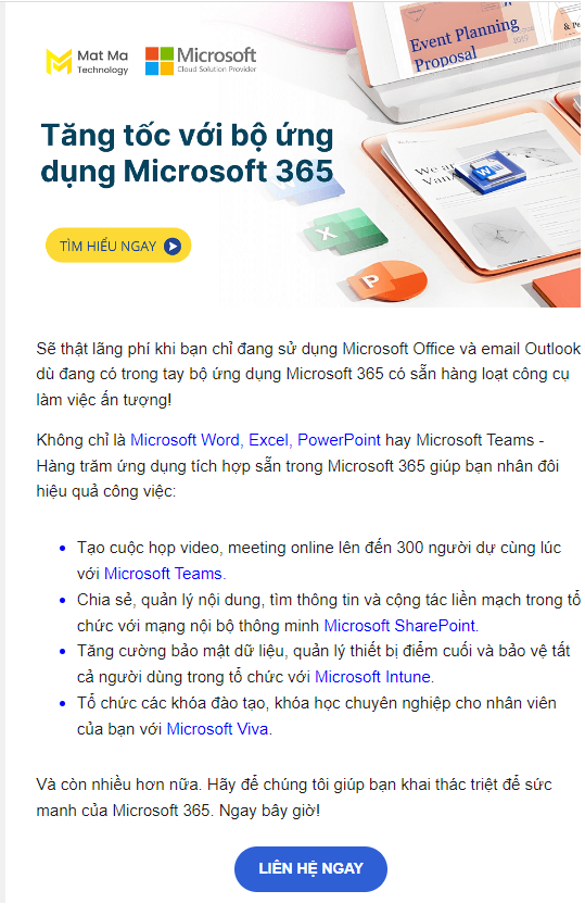Ví dụ về mẫu email marketing